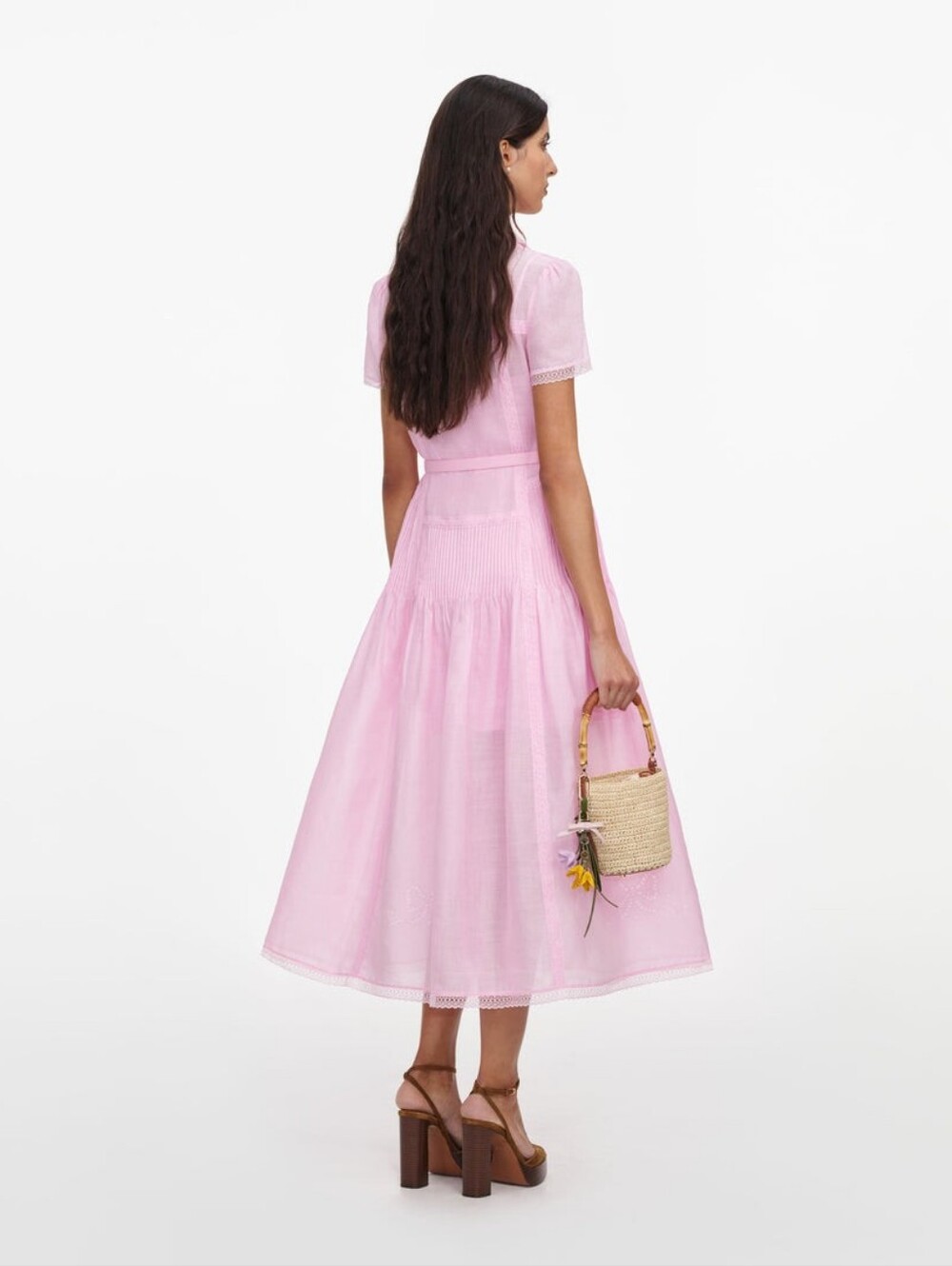 Self Portrait Pink Embroidered Midi Dress - Picture 3 of 16